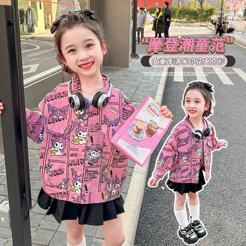 Милая куртка Kuromi Kawaii Sanrio повседневная одежда подарки для детей аниме пальто с