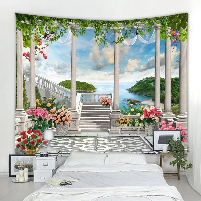 Европейский коридор пейзаж настенный гобелен пляжный обои пляжная печать