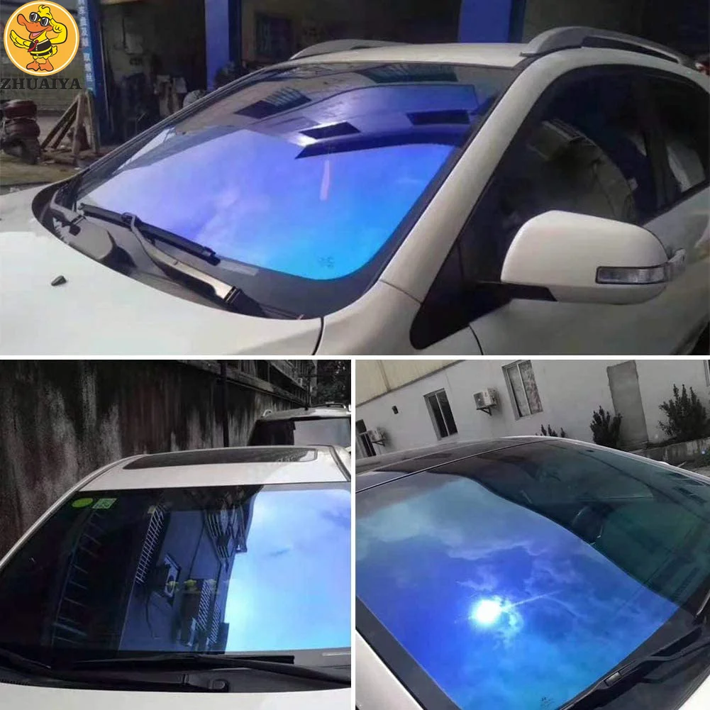 

75x150CM Windscreen Solar Film Blue Chameleon VLT 67% Car Front Window Tint Windshield Shades Protection Explosion Proof Foils