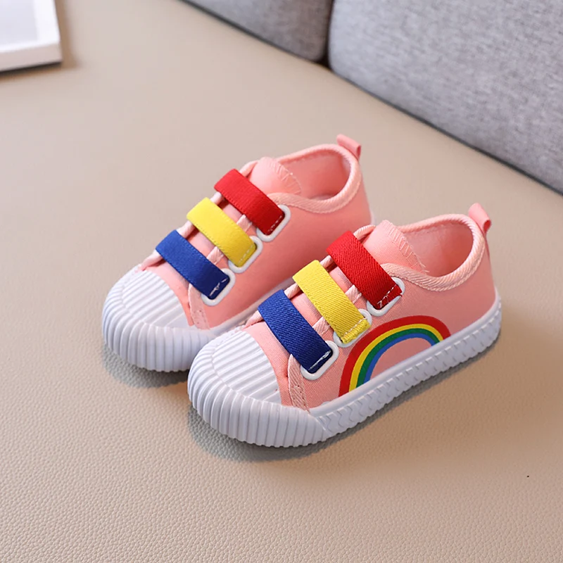 Canvas Shoes for Children Rainbow Colorful Rubber Sole Boys Girls Casual Shoe 26-37 Fashion Daily Spring All-match Kids Flats enlarge