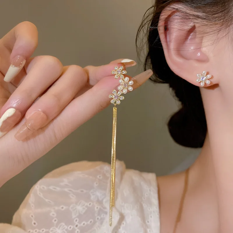 Женские серьги-кисточки Lovelink цветочные асимметричные серьги в Корейском стиле