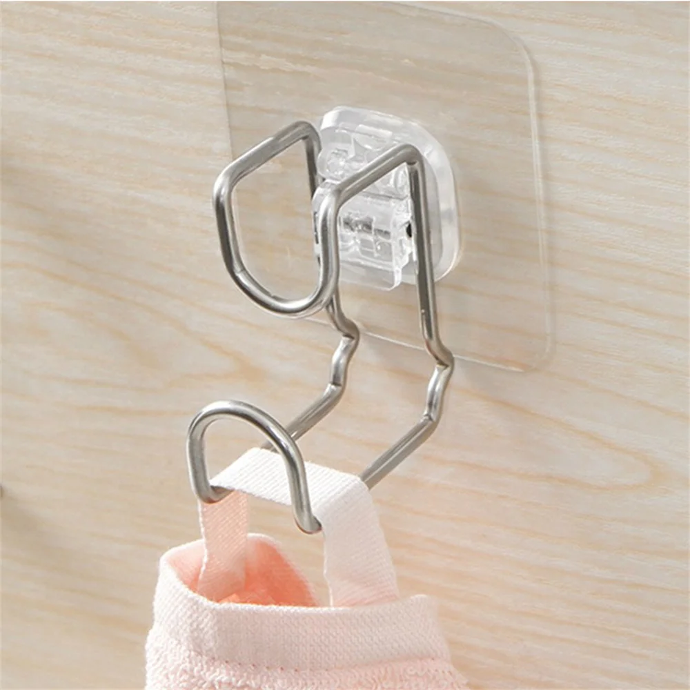 

3pcs Bathroom Stainless Steel Washbasin Rack Free Punch Toilet Traceless Towel Hook Wall Suction Cup Multi-function Hook