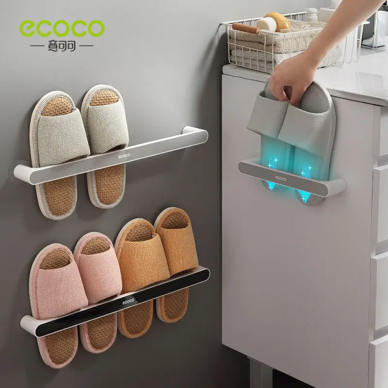 

ECOCO 2022 home wall-mounted bathroom slipper organizer Slippers wall shelf not take up storage space Bathroom accessories