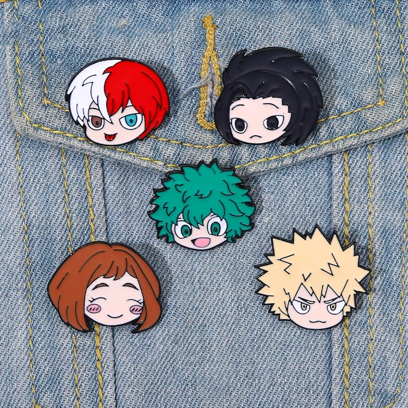 

Hero Academia Enamel Pins Custom deku Todoroki Shoto URARAKA Katsuki Brooches Lapel Badges Cartoon Jewelry Gift for Kids Friends