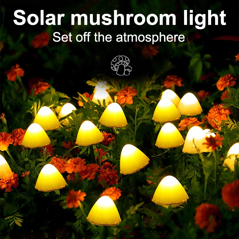 

Solar Mushroom String Lights LED Ground Plug Street Landscape Decoration Light Outdoor Waterproof Lawn Garden Lamp For Christmas