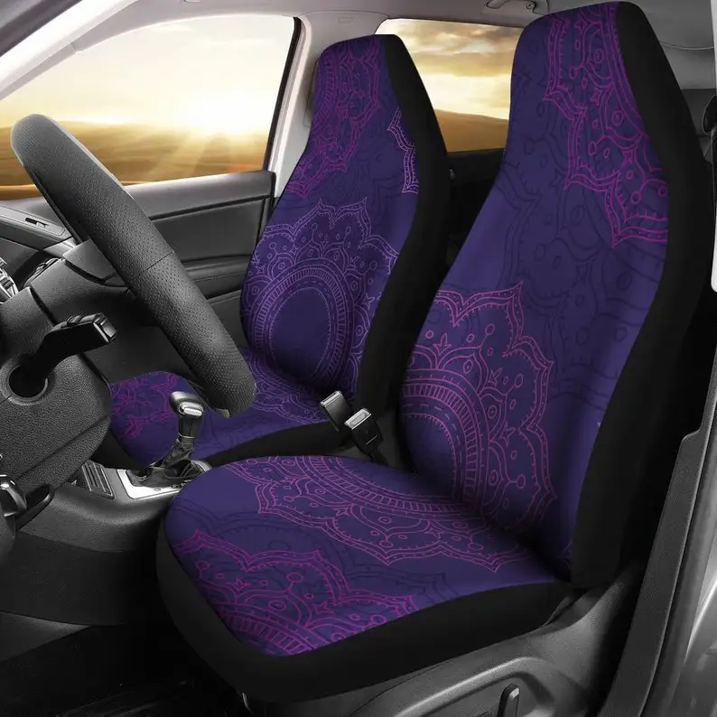 

Purple Mandalas Car Seat Covers Pair, 2 Front Car Seat Covers, Seat Cover for Car, Car Seat Protector, Car Accessory