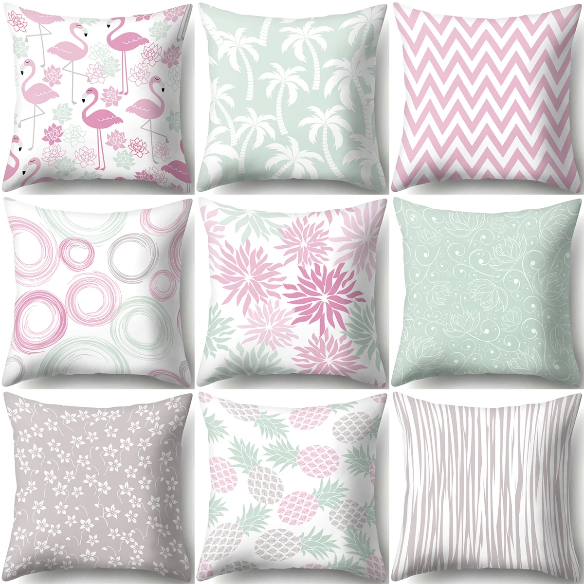 

ZHENHE Light Geometric Printing Pillow Case Home Decoration Cushion Cover Bedroom Sofa Decor Pillow Cover 18x18 Inch