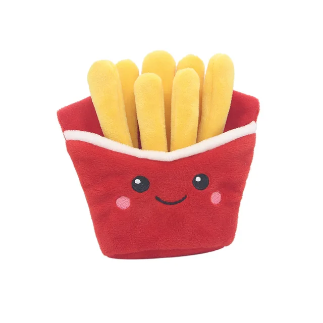 Hamburger pet plush toy sound toy fries burger milkshake cup with BB sound paper 6