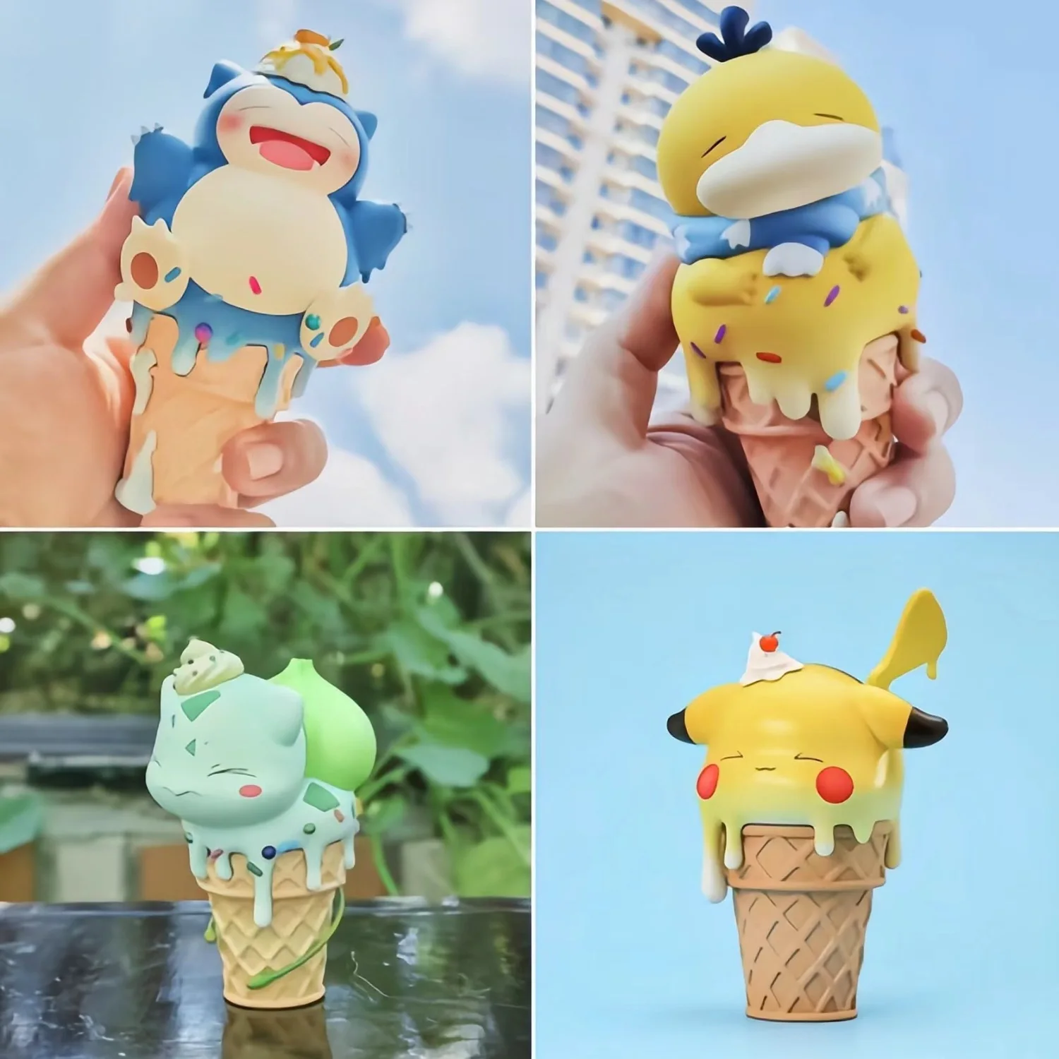 

Pokemon Cute Pikachu Snorlax Psyduck bulbasaur Ice Cream Cold in Summer Figure Model Decoration Toy For Children Christmas Gift