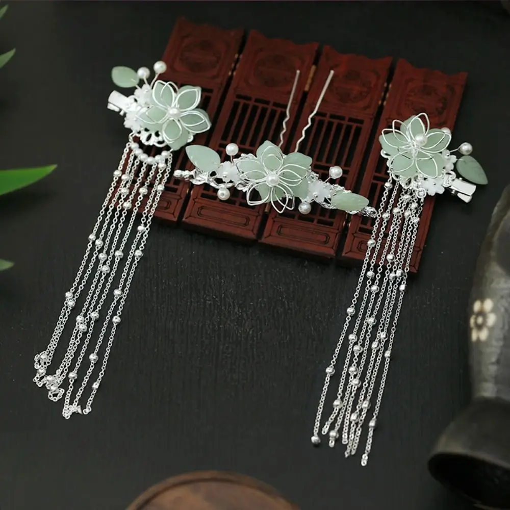 

Hair Pins Hair Comb Alloy Hair Fork Hanfu Hair Jewelry Set Women Hair Accessories Chinese Hairpin Set Pearl Tassel Hair Stick