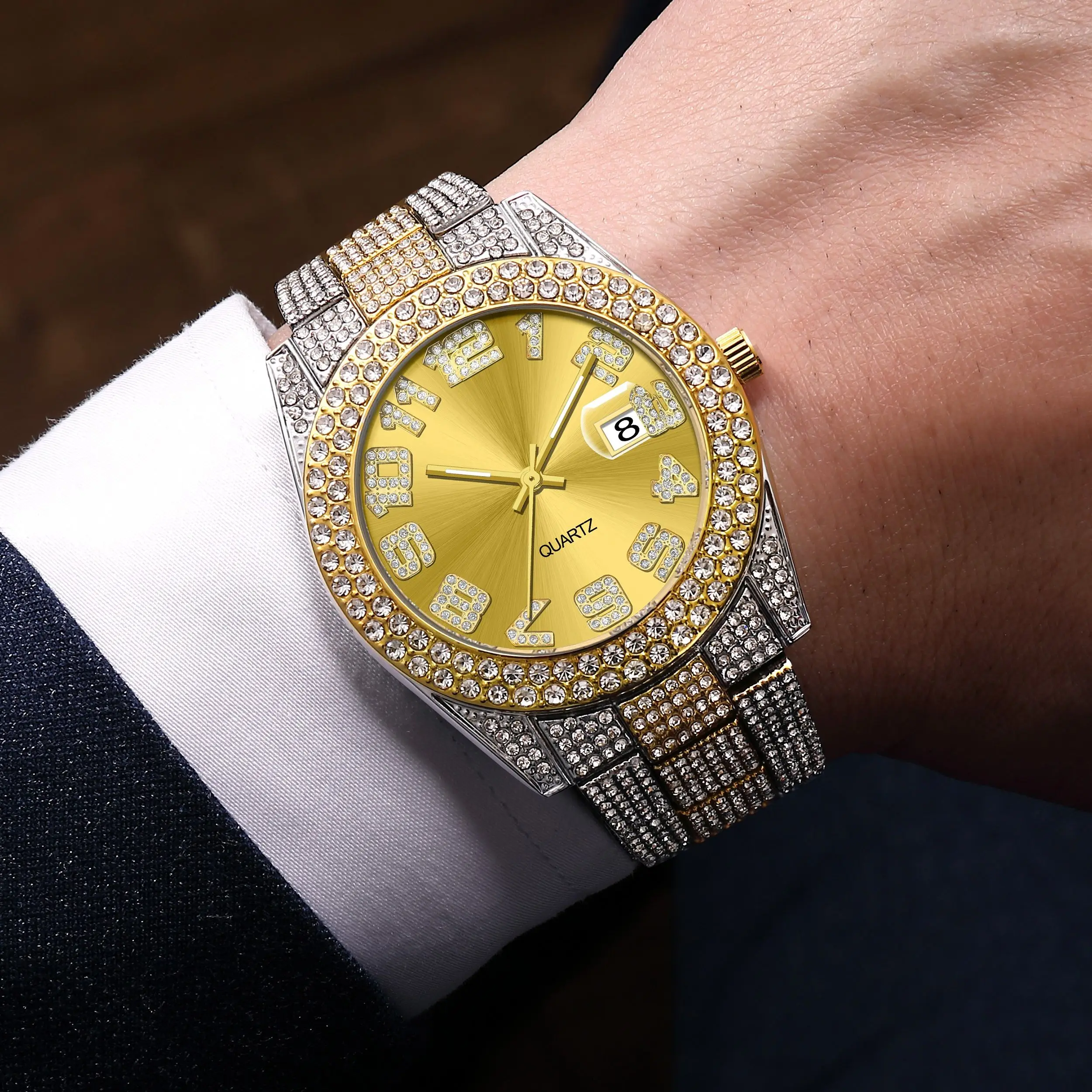 

Hip hop Watch Male watch luxury water proof Brand watches Stainless steel Round Clock Men quartz wristwatches Gift boyfriend