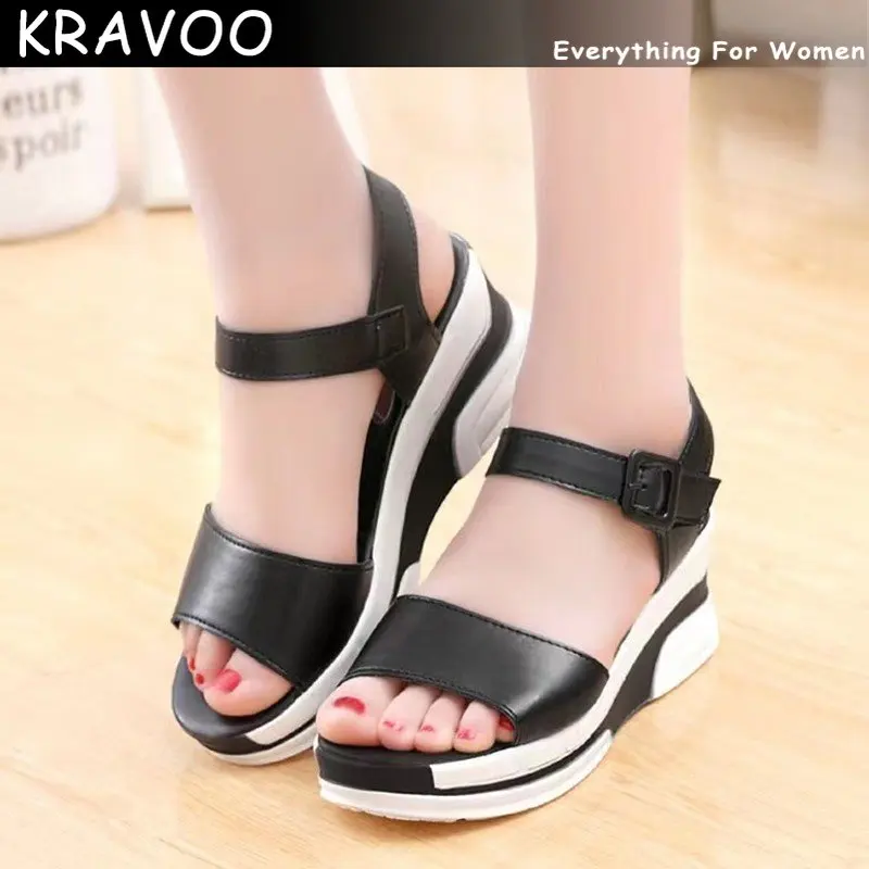 

Женские босоножки на танкетке, повседневные сандалии на плоской подошве, лето 2023