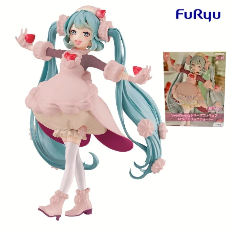 

17cm Anime Kawaii Hatsune Miku Figure Sweet Strawberry Miku Action Figurines Pvc Model Statue Toy Collection Ornament Gifts