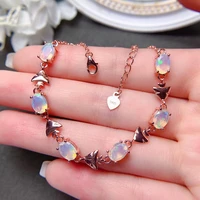 meibapj real natural fire opal fish bracelet 925 sterling silver colorful stone bangle for women fine wedding jewelry