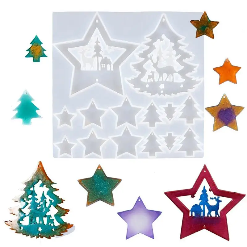 

Christmas Resin Molds Star 3D Abstract Plaster Epoxy Resin Mould Silicone Art Craft Candle Silicone Mold Craft Tools For Gypsum