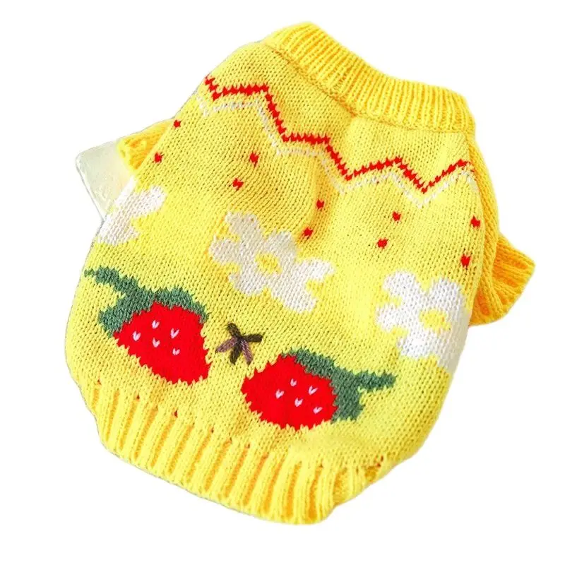 

Small Dog Cat Sweater Hoodie Strawberry Design Pet Puppy Jumper Winter Warm Clothes Apparel