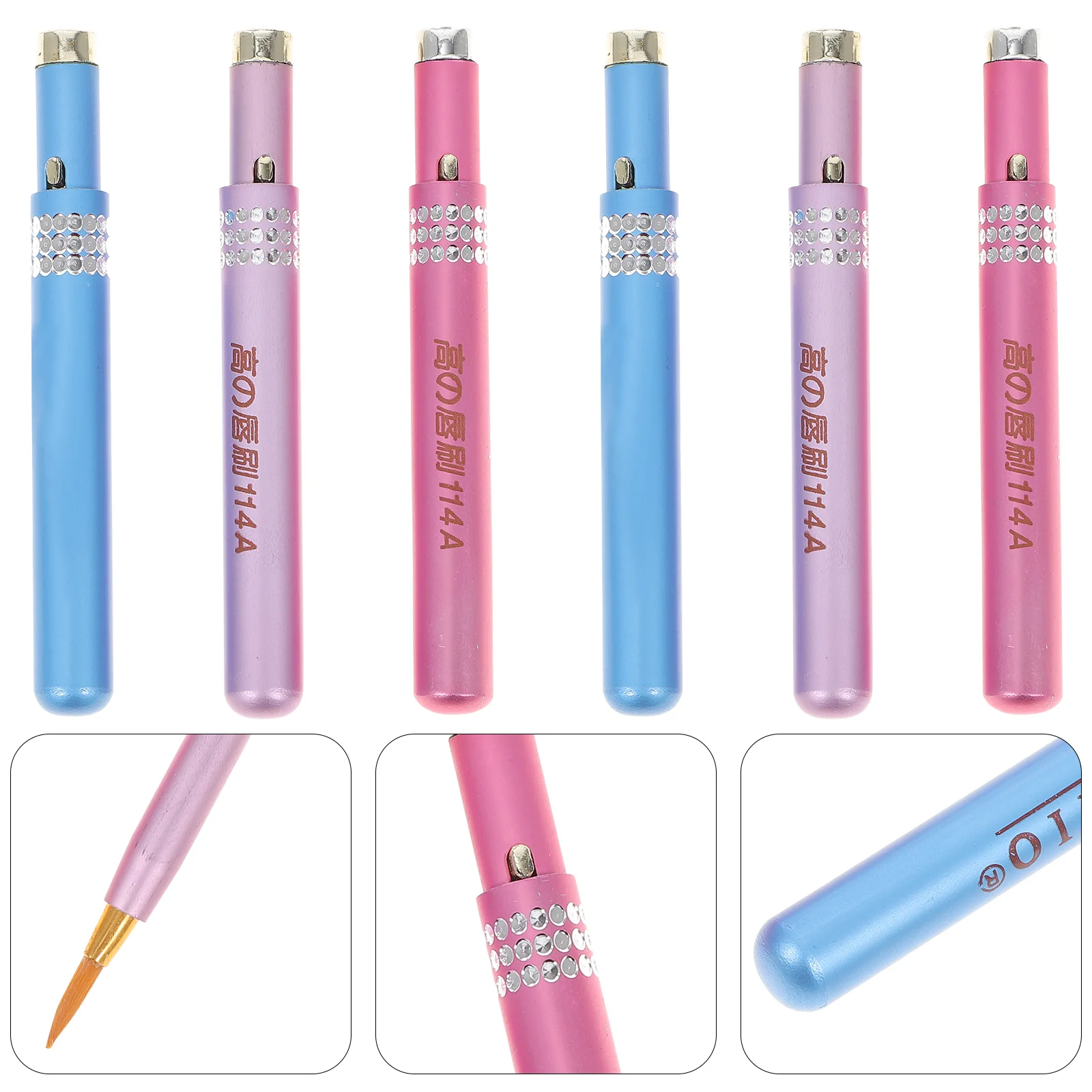 6-шт выдвижная кисть для губ с крышкой телескопический аппликатор набор