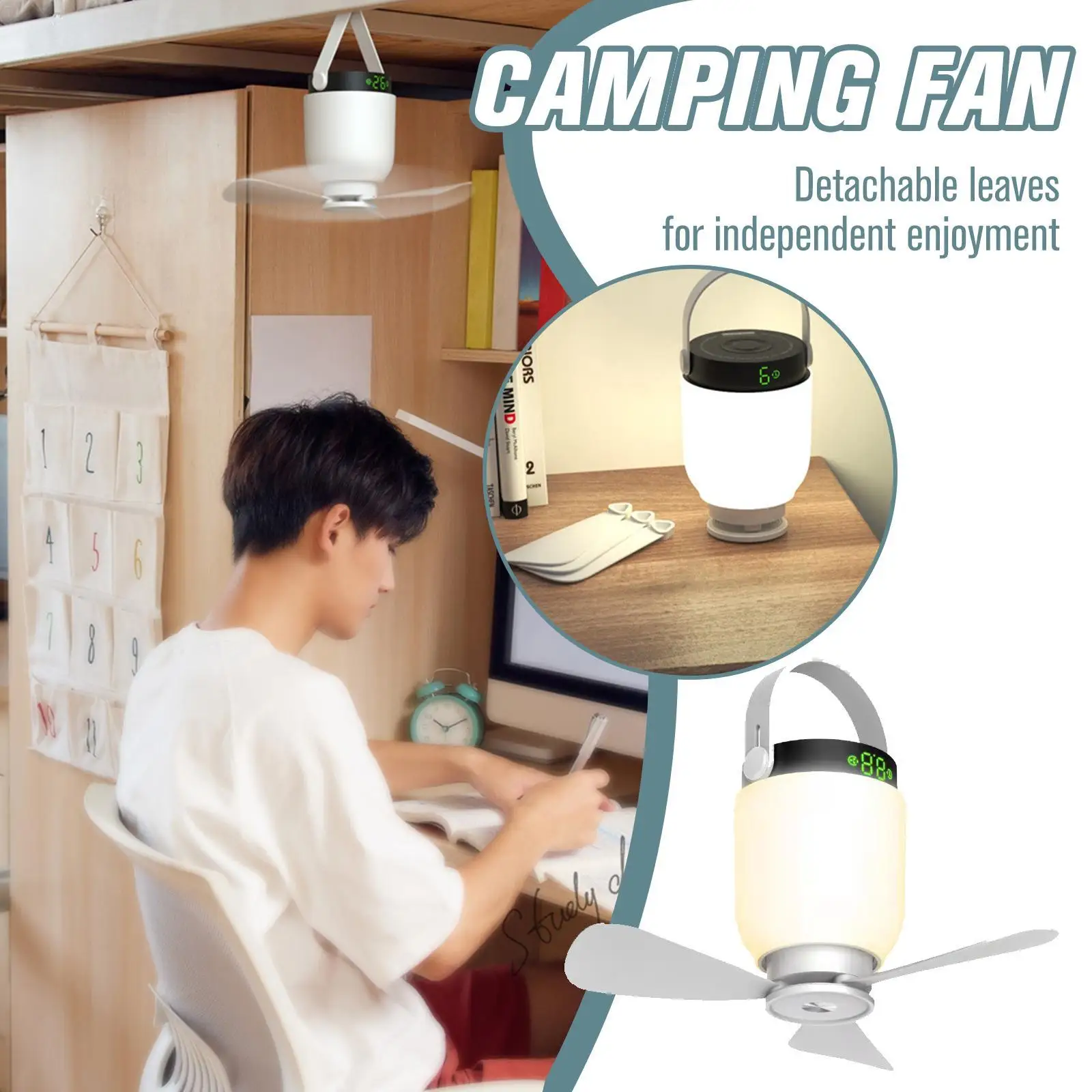 

2022 New USB Charging Small Ceiling Fan With Lamp Dormitory Ceiling Fan Outdoor Camping Fan Lamp Camping Portable