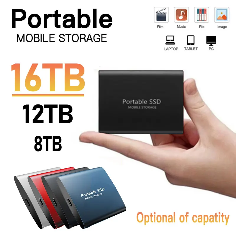 Portable 1TB 2TB SSD 8TB External Hard Drive External Mobile Hard Drive Type-C Storage Device For Laptop Desktop Computer PS4