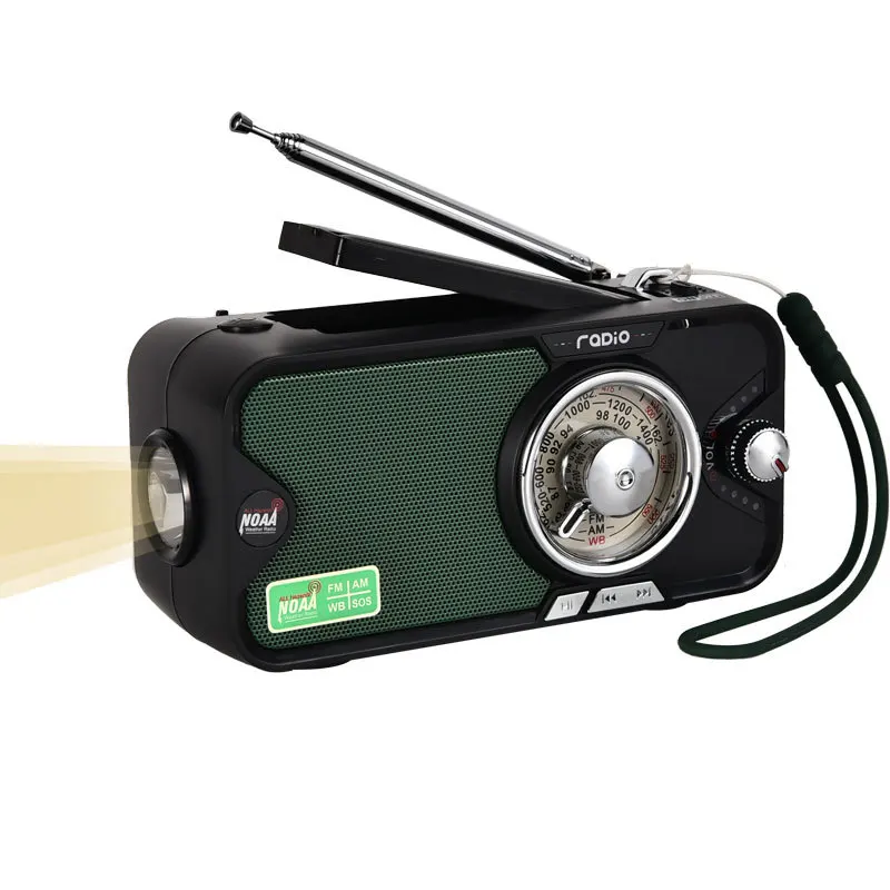 

Portable Retro Mini Solar Hand Crank Radio Multifunction Bluetooth Speaker Sound Bomb Emergency Charge Power Bank LED Flashlight