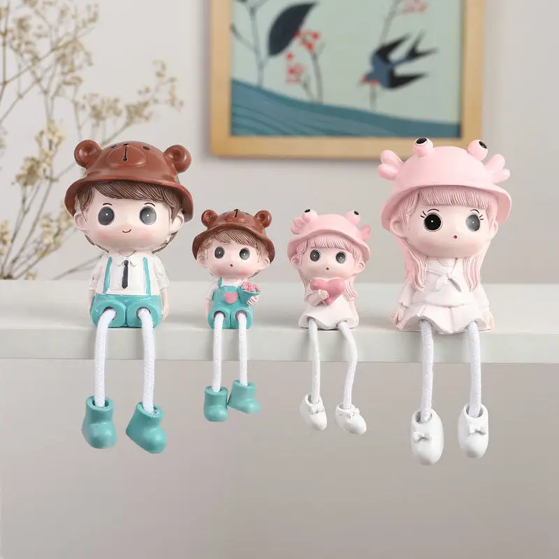 

Home Decorations Living Room Home Wall Decoration Gift Small Ornament Cartoon Hanging Doll A Family of Four Creative Ornament