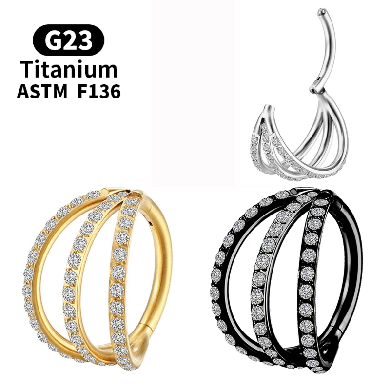 

Septum Zircon Nose Ring Helix labret piercing titanium Cartilage g23 Earrings Clicker Tragus Hinge Segment Body Jewelry Charming