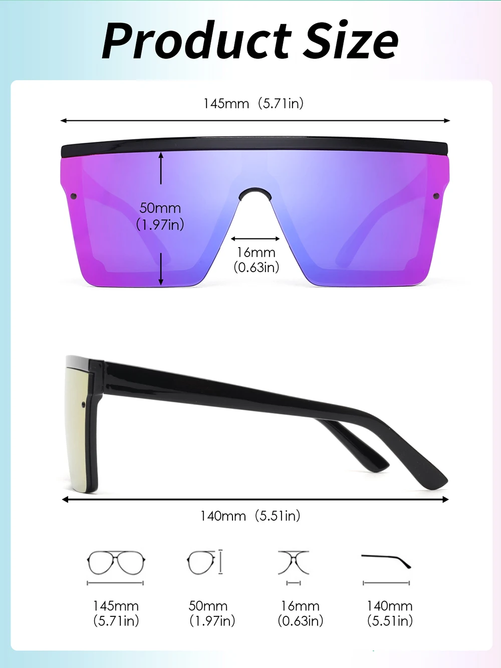 JM Big Flat Top Shield Sunglasses Women Men Square Mirror Sun Glasses for Women Men UV400 Oversized images - 6