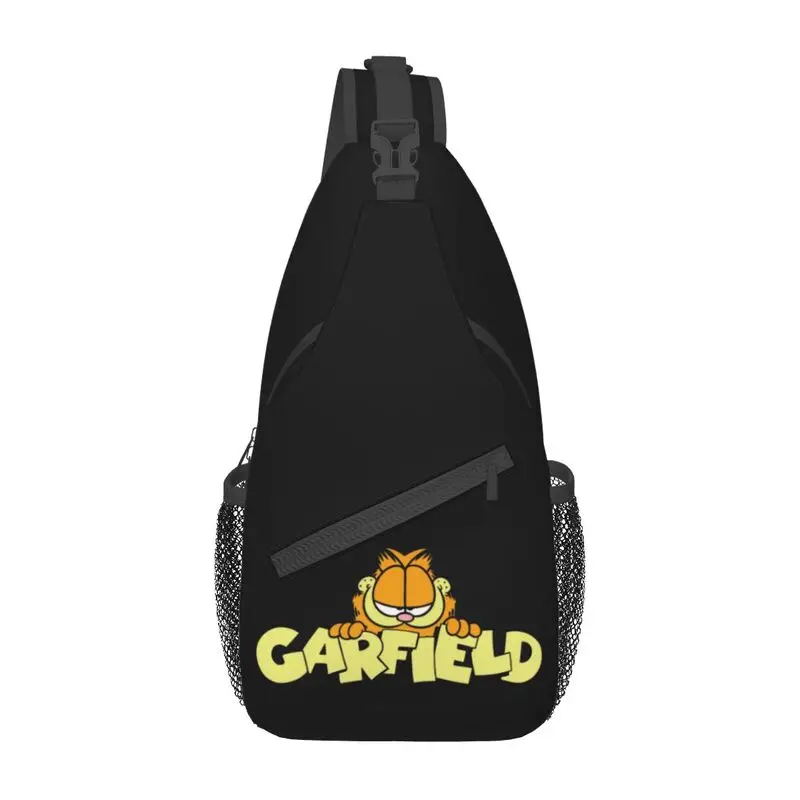 Casual Comic Garfields Sling Crossbody Backpack Men Kawaii Cartoon Cat Shoulder Chest Bags for Travel Cycling