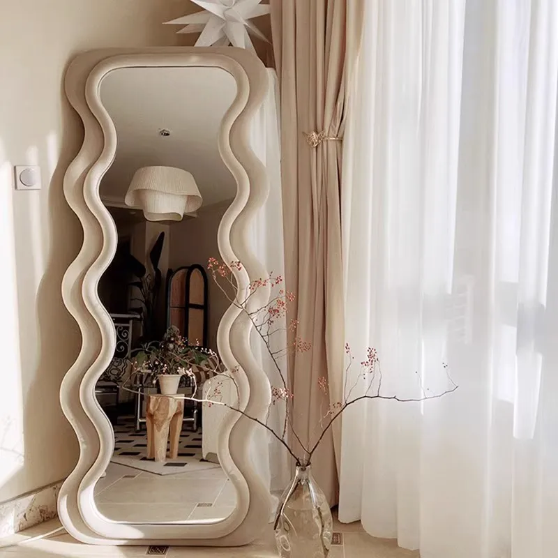 

Creative Macrame Decor Mirror Standing Nordic Large Irregular Design Mirror Full Body Floor Funky Kawaii Spiegel Household Goods