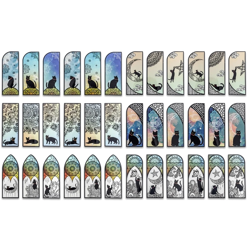 

H05B Lovely Bookmark Black Pattern Waterproof Page Markers Office School Home for Reading Kids Teen Adult Book Lover 6x