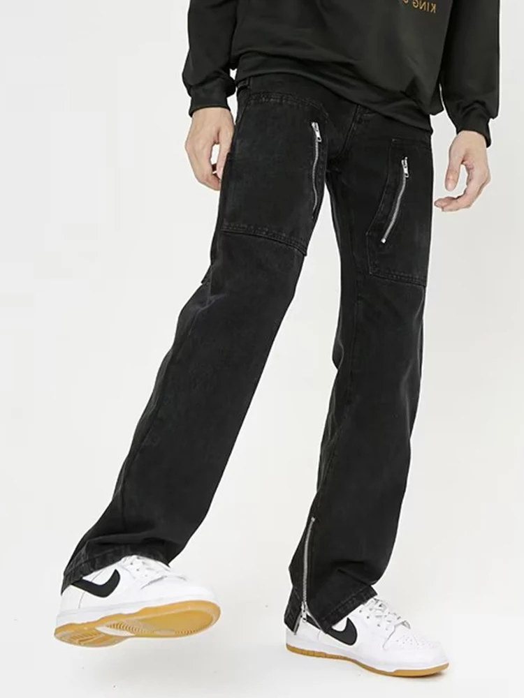 Men's Baggy Jeans Men Pants Streetwear Black Jeans Vintage Cargo Pants Men's Pants Split Pants Men Clothing Denim Pants Men