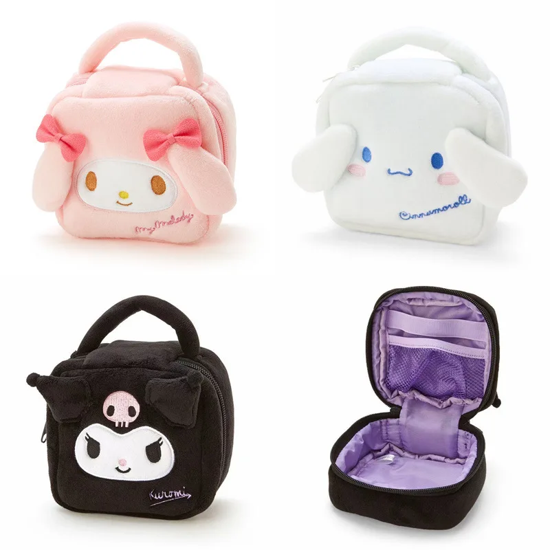 

Sanrio Kawaii Kuromi My Melody Plush Makeup Bag Cartoon Anime Cinnamoroll Doll Travel Toiletries Organizer Stationery Boxs Toys
