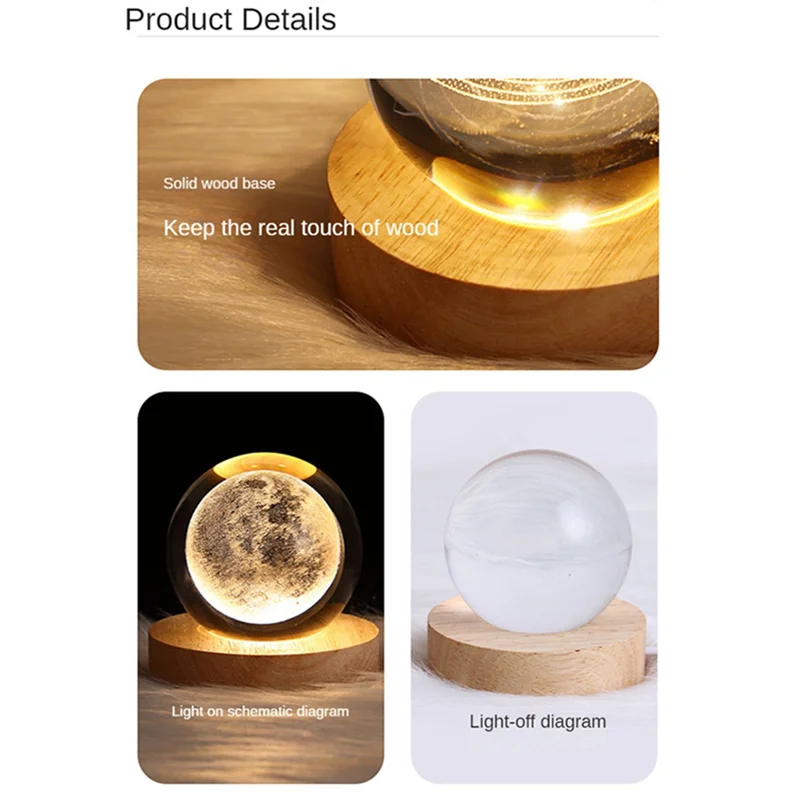 Хрустальный шар ночник с базой светодиодная настольная лампа освещенные звезды