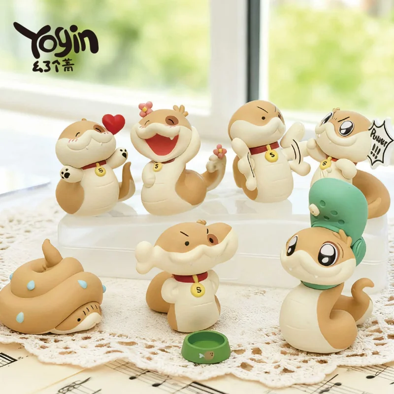 Фото Серия мини-фигурок Yogin Snake & Dog Blind Box — милый декор для рабочего стола, украшения для дома и офиса, коллекционные предметы, забавный подарок №1