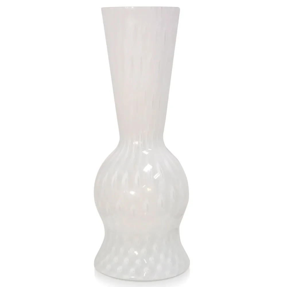 

Home Decoration Bell Vase - White on White Swirl Murano Glass Vase Vases Room Decor Decorations Flower Garden