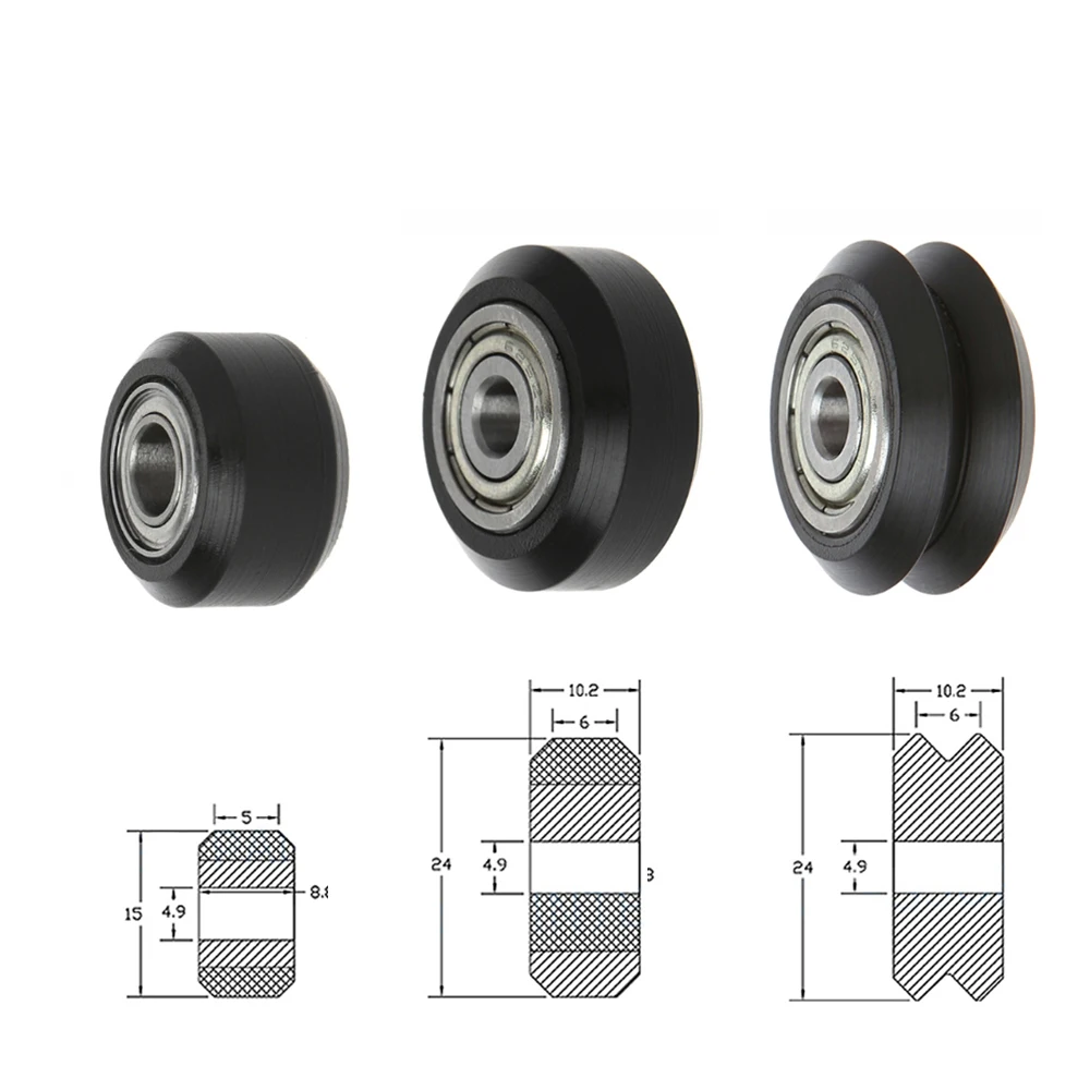 

12/24 шт. ЧПУ пластиковое колесо с 625zz направляющий шкив, пассивное круглое/V-образное направляющее колесо для CR10 Ender 3