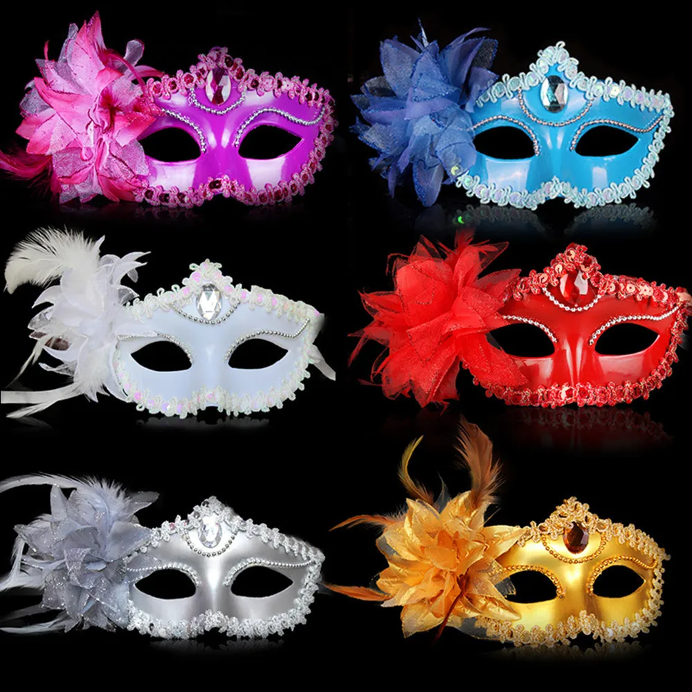 

Dance Party Diamond Venetian Mask Venice Feather Flower Wedding Carnival Performance Costume Sex Lady Mask Masquerade