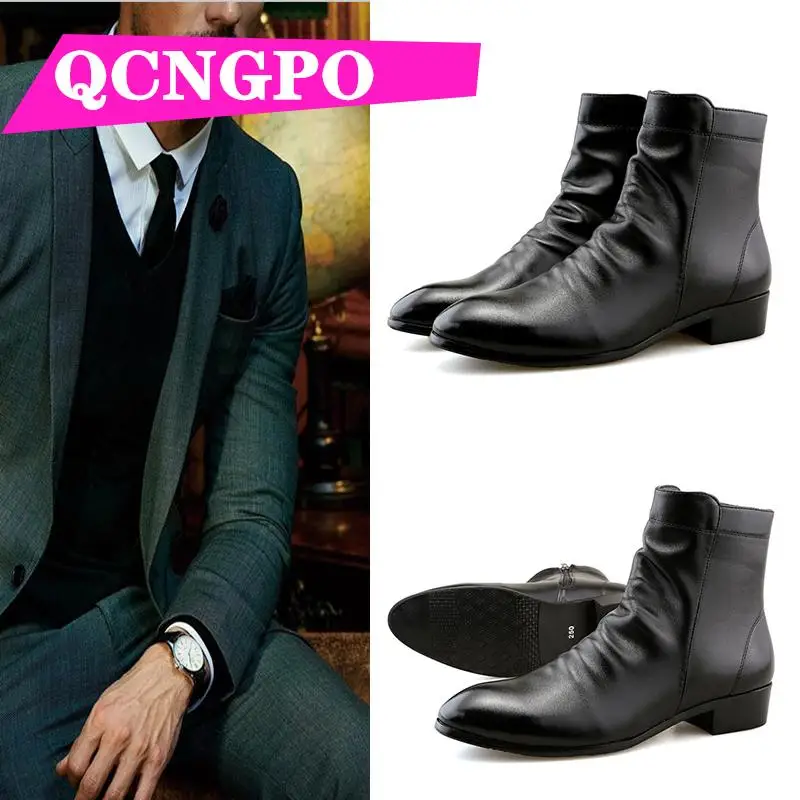 

Zip boots leather boots business boots Medium Cut vintage boots ankle boots short boots retro boots men's winter boots