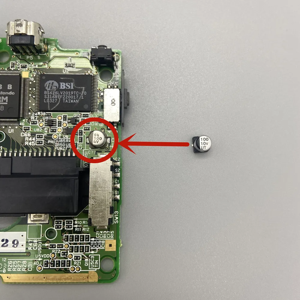 

The capacitor for Gameboy ADVANCE SP GBASP