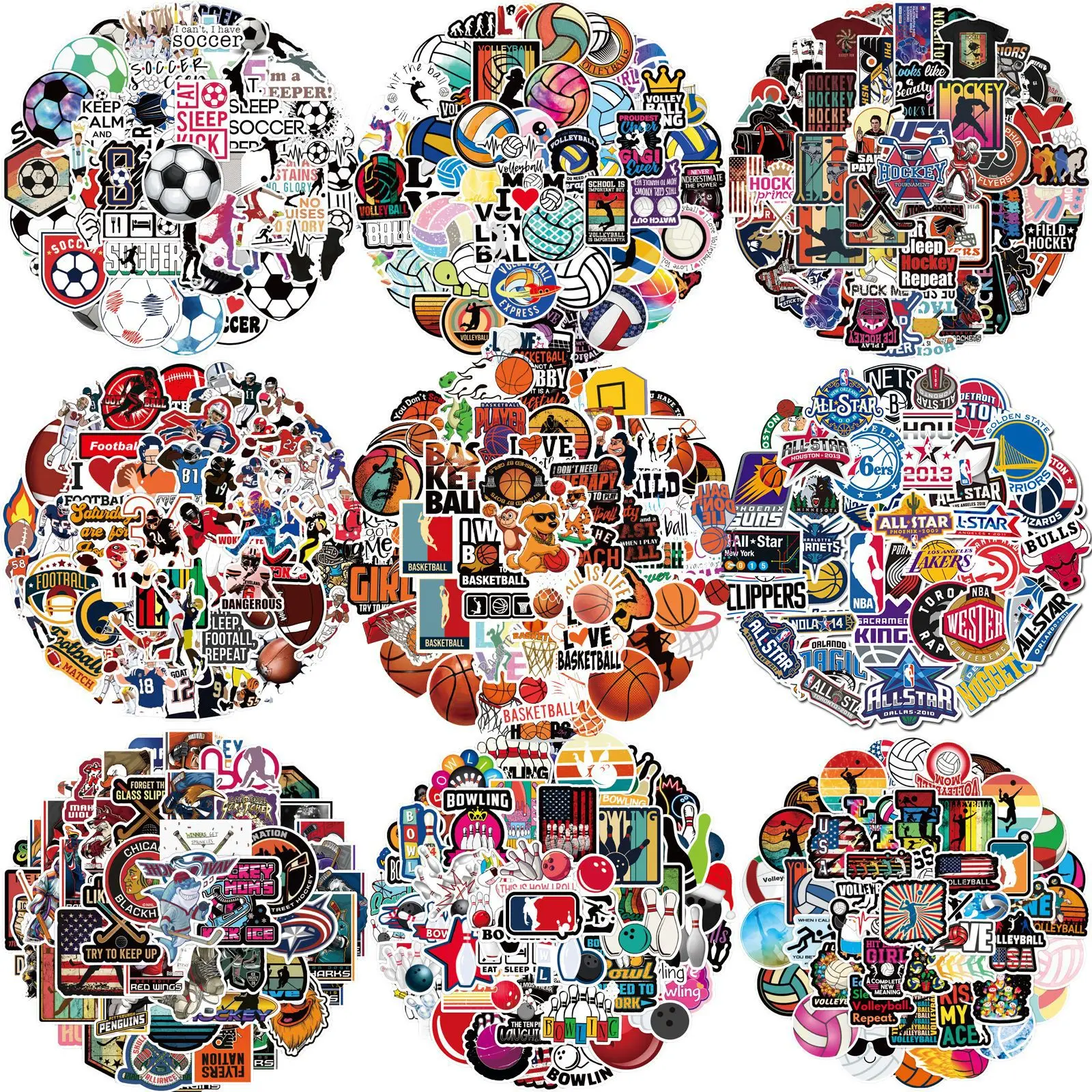 

50-500 Sheets of Various Ball Basketball Hand Account Stickers DIY Kawaii Gift Laptop Label Decoration Aesthetic Pegatinas