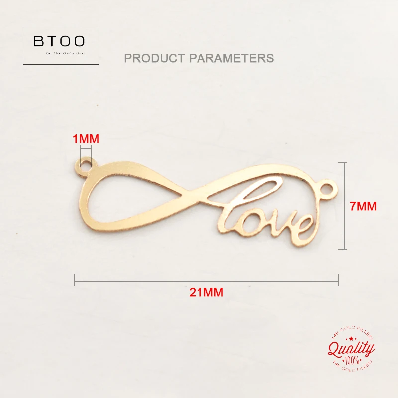 14-каратное золото с наполнителем Бесконечная любовь двойным отверстием золотые