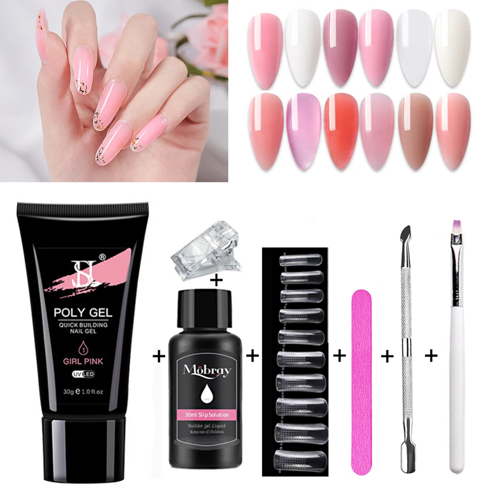 

30ml Poly Nail Gel Extension UV/LED Nails Kit All For Manicure Set Acrylic Builder Polish Gel Accessories For Nail Art