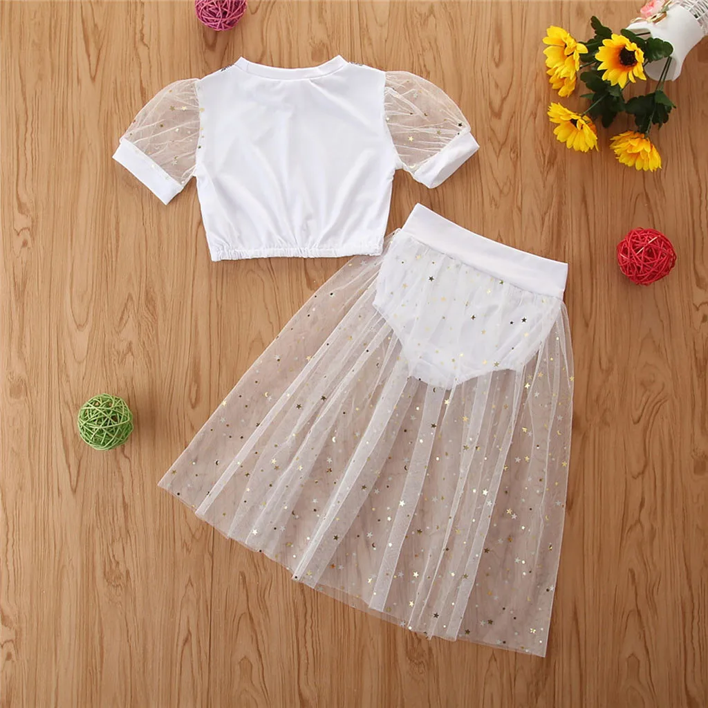 Топ с рукавами-фонариками и блестками для маленьких девочек