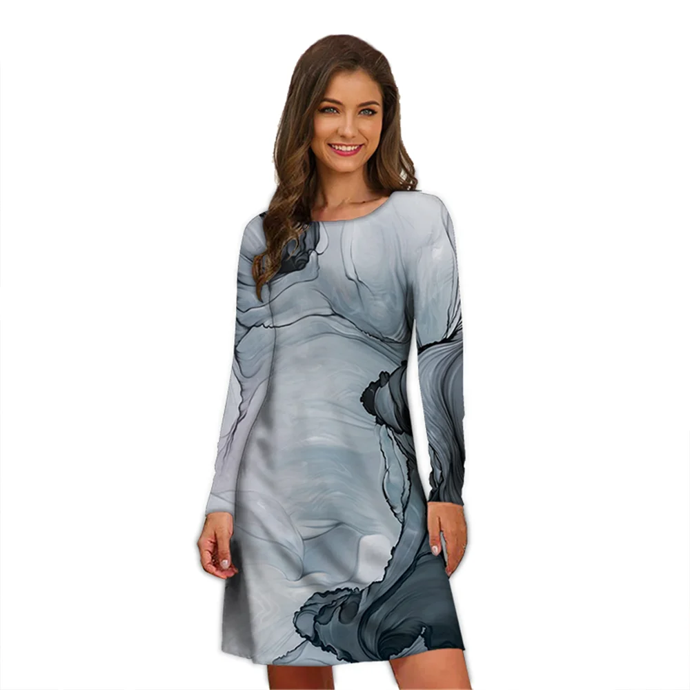 Женское платье с абстрактным принтом повседневное ТРАПЕЦИЕВИДНОЕ ПЛАТЬЕ
