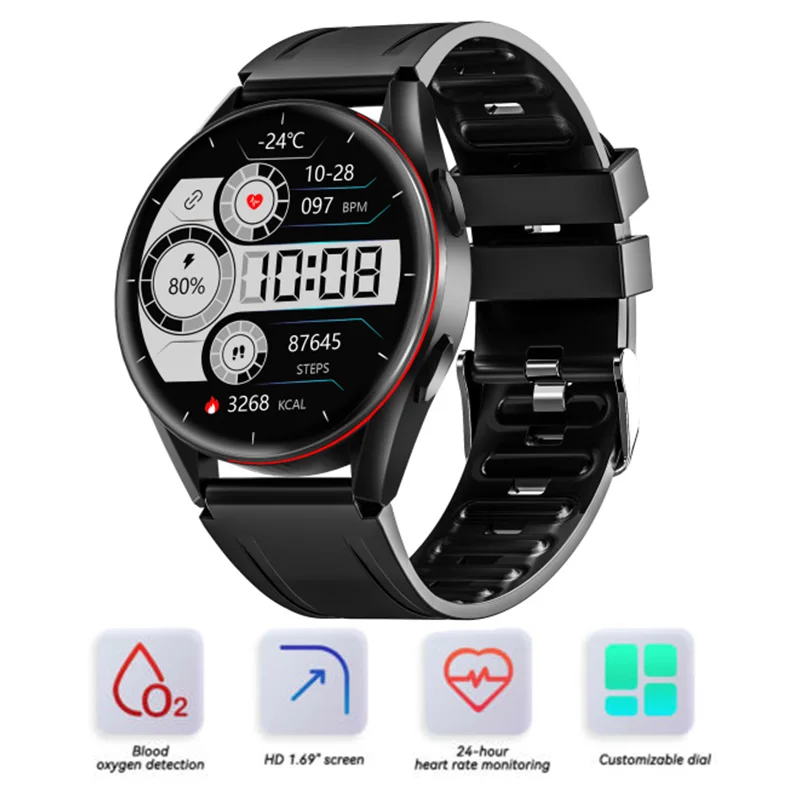 

Smart Watch Sports Health Monitoring Pedometer Full Time Heart Rate Blood Pressure Sleep Temperature Tracker Men Wristwatches