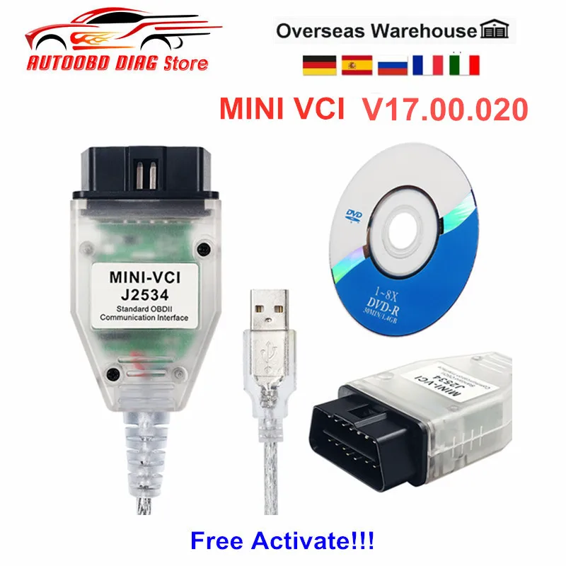 Новейший V17.00.020 для Toyota Mini VCI TIS Techstream 17.00.020 OBD2 Диагностический кабель автомобиля Φ