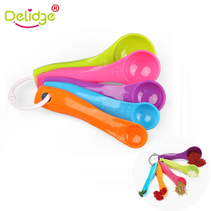 

5pcs/set Measure Spoons Set Kitchen Tool Plastic (1 -15ml) Scale Coffee Spoon Sugar Cake Measurement Baking Accessory