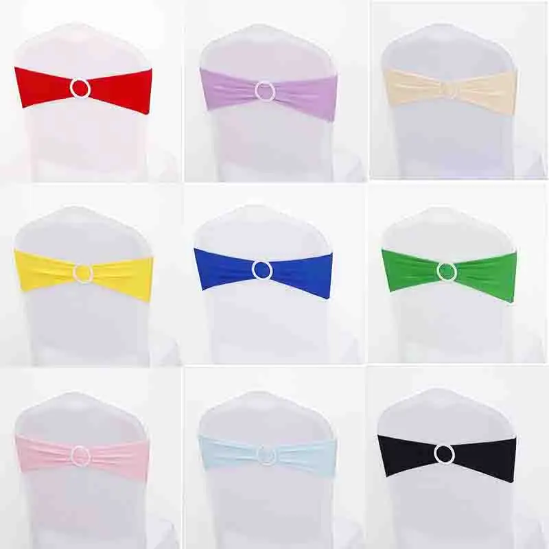 

5 PCS Spandex Stretch Chair Sashes Bows for Wedding Reception Chair Cover Bands Banquet Party Hotel Event Decorations