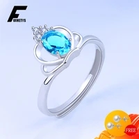 trendy ring 925 silver jewelry crown shape ruby sapphire zircon gemstone open finger rings for women wedding engagement party