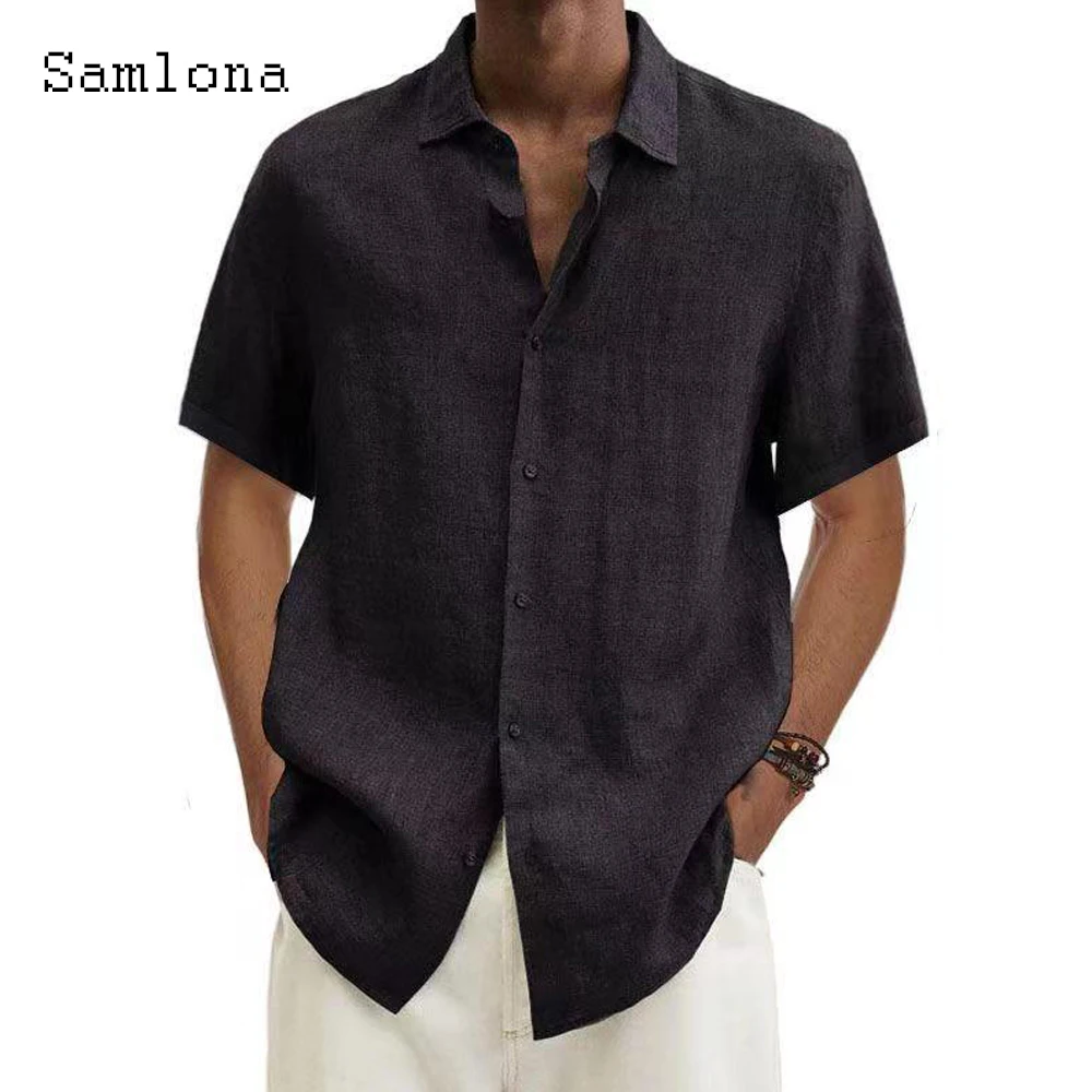 

Short Sleeve Men's Latest Casual Linen Blouse Men Lepal Collar Shirt blusas 2023 Single-Breasted Tops Clothing Plus Size S-5XL